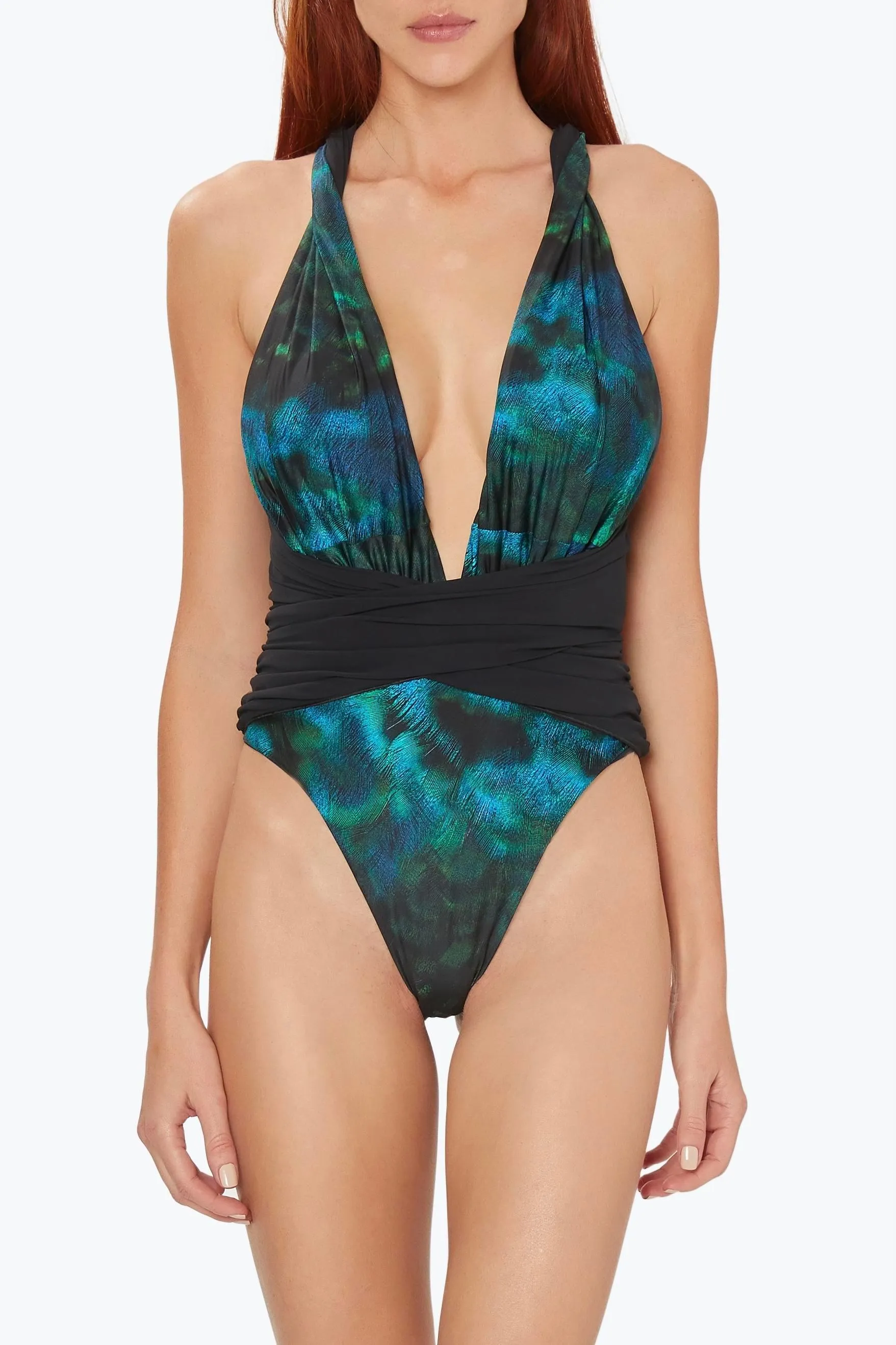 Rachel One Piece Peacock-Black