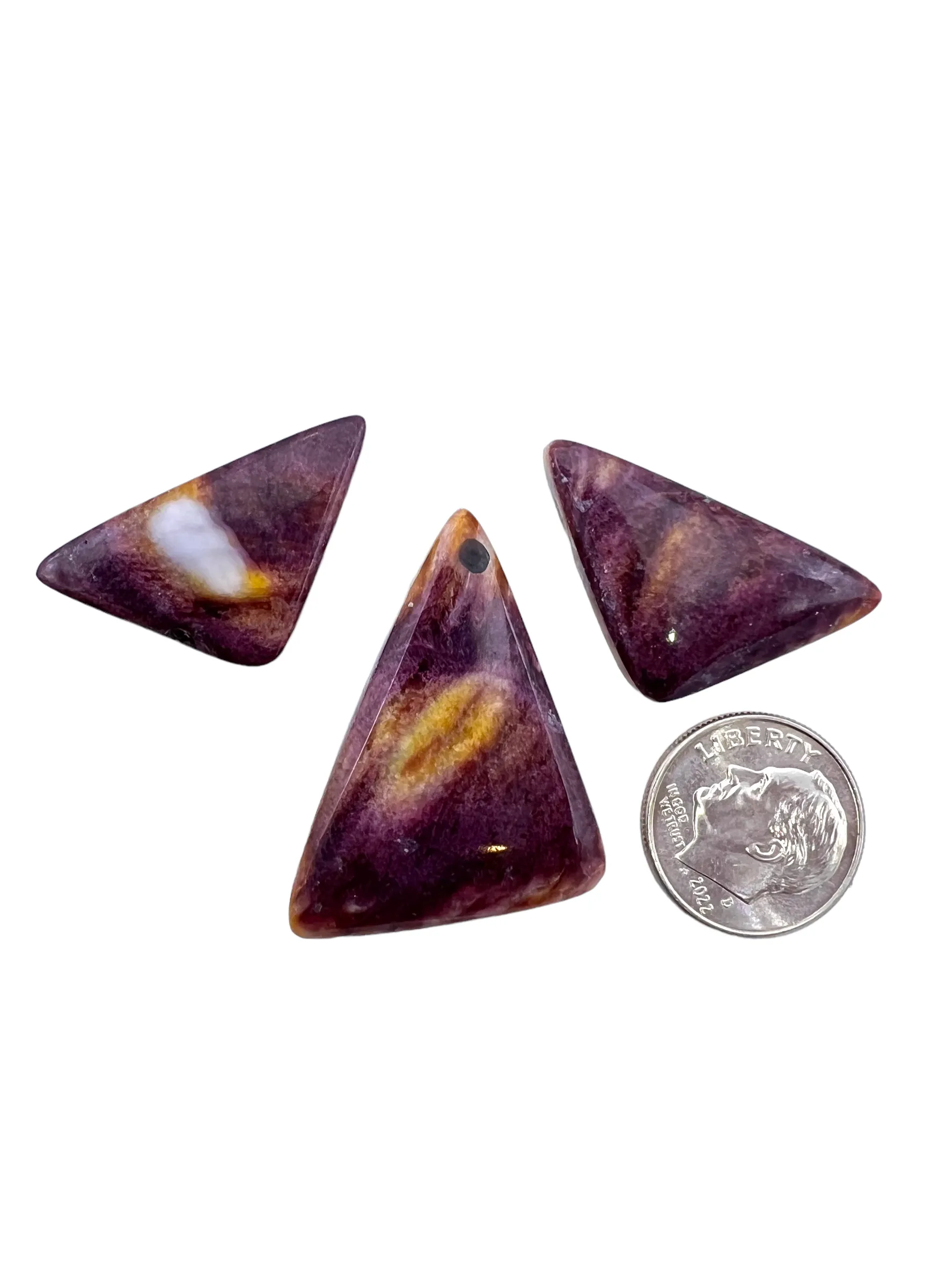 RARE High Quality Purple Spiny Oyster 3 Piece Cabochon Set