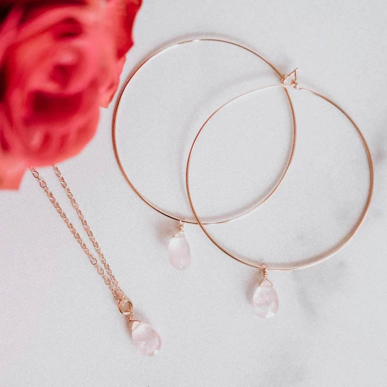 Rose Quartz Healing Jewel 14k Rose Gold-Filled Necklace