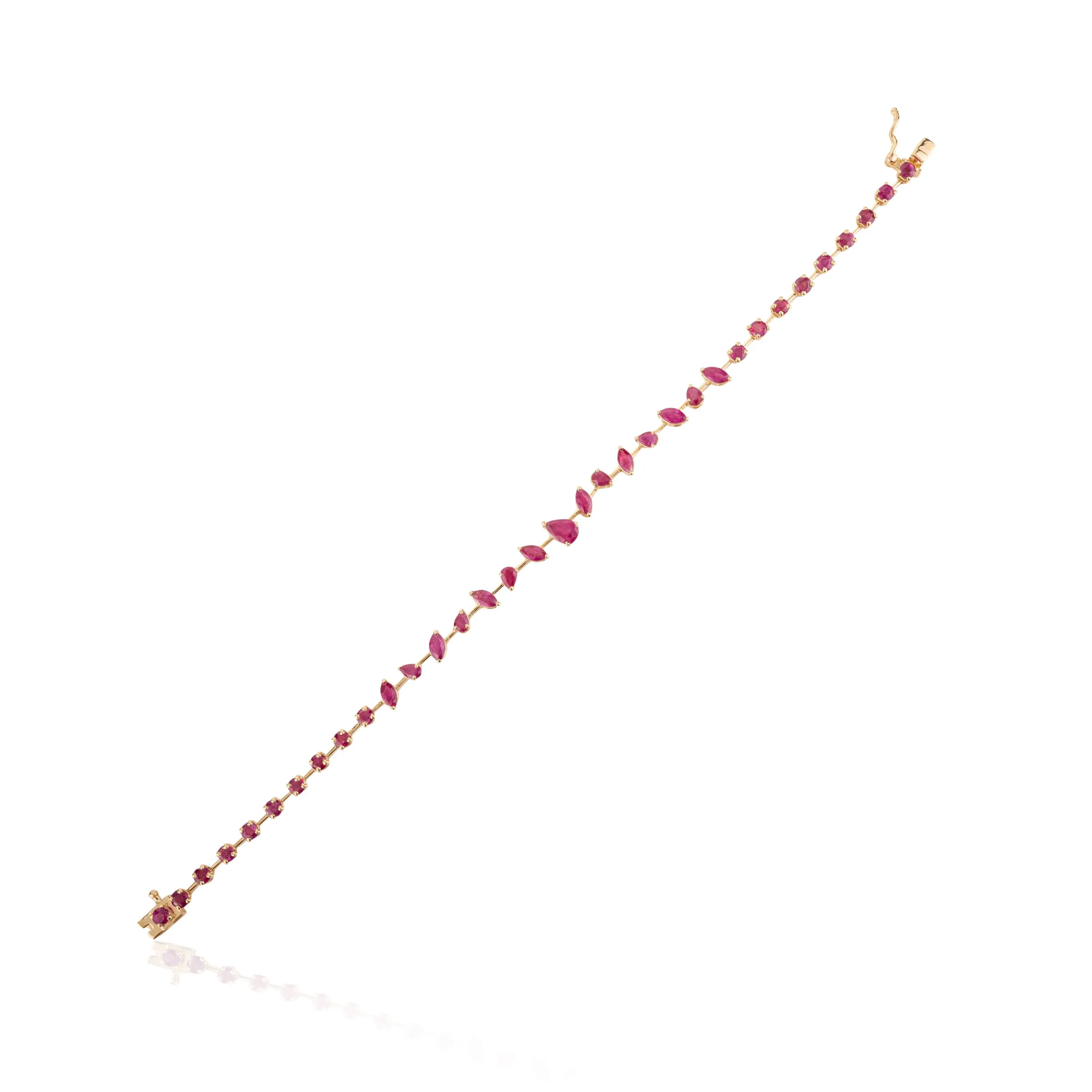 Ruby Gemstone 18k Solid Yellow Gold Unique Bracelet