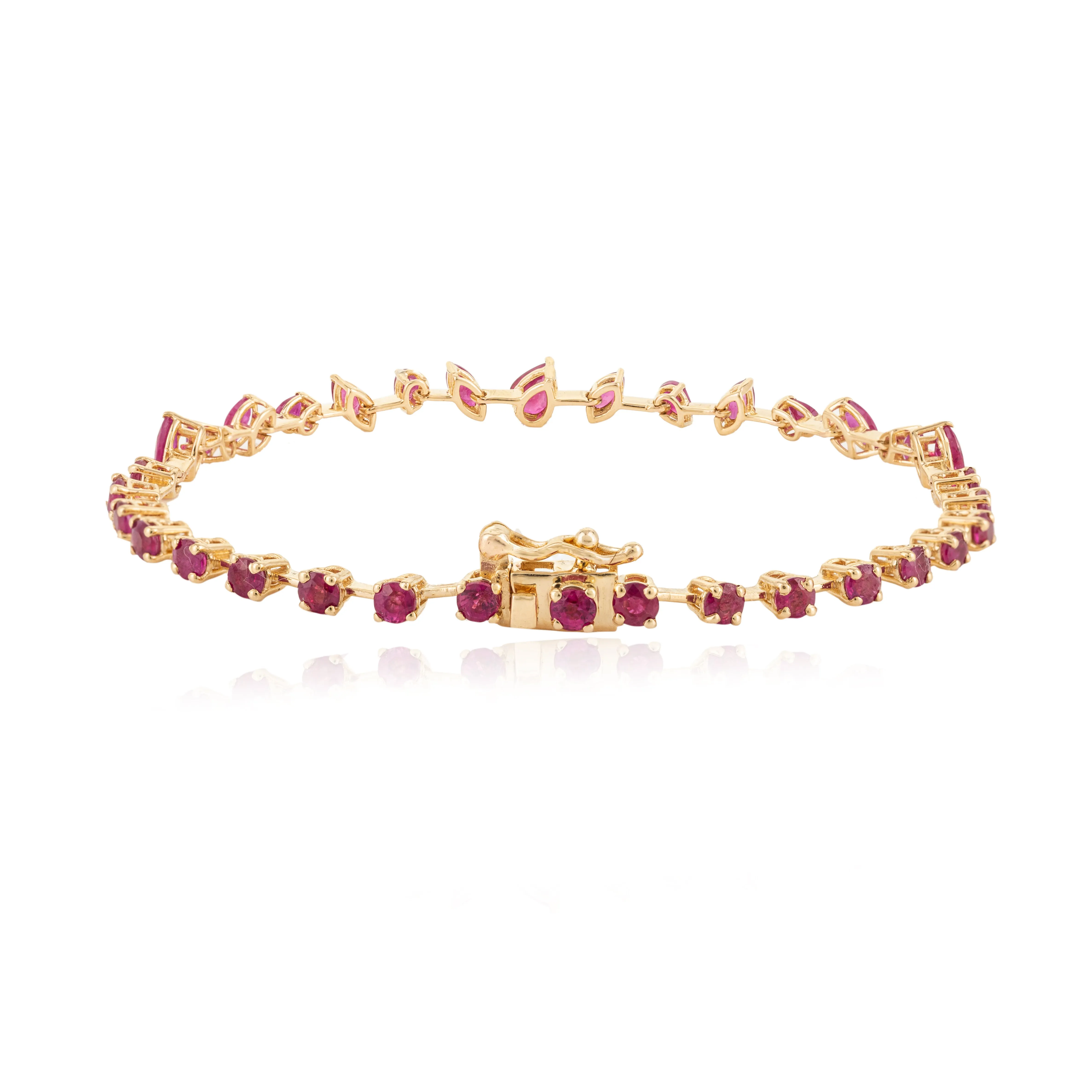 Ruby Gemstone 18k Solid Yellow Gold Unique Bracelet