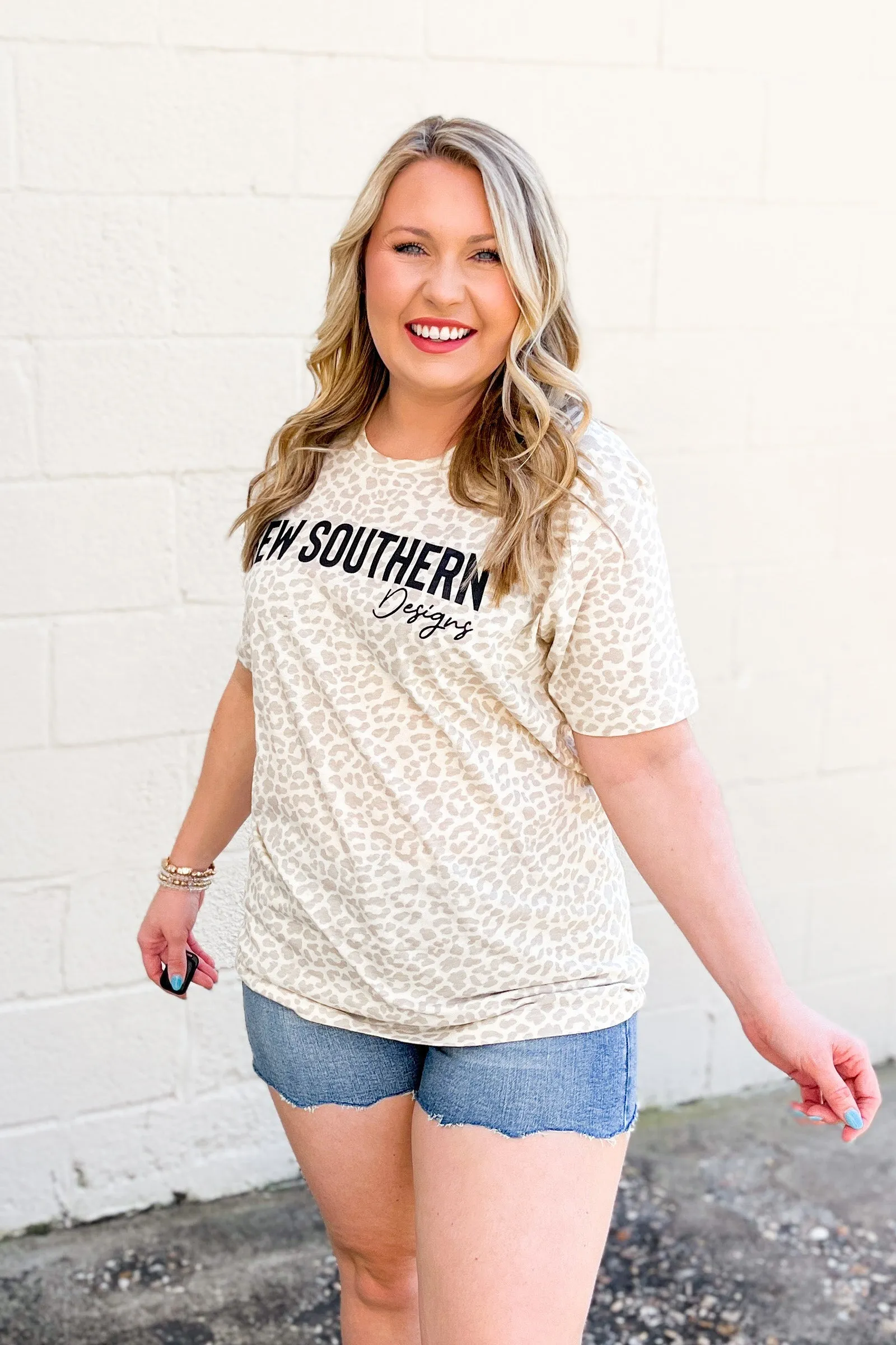 Sew Southern Leopard Graphic Tee, Cream