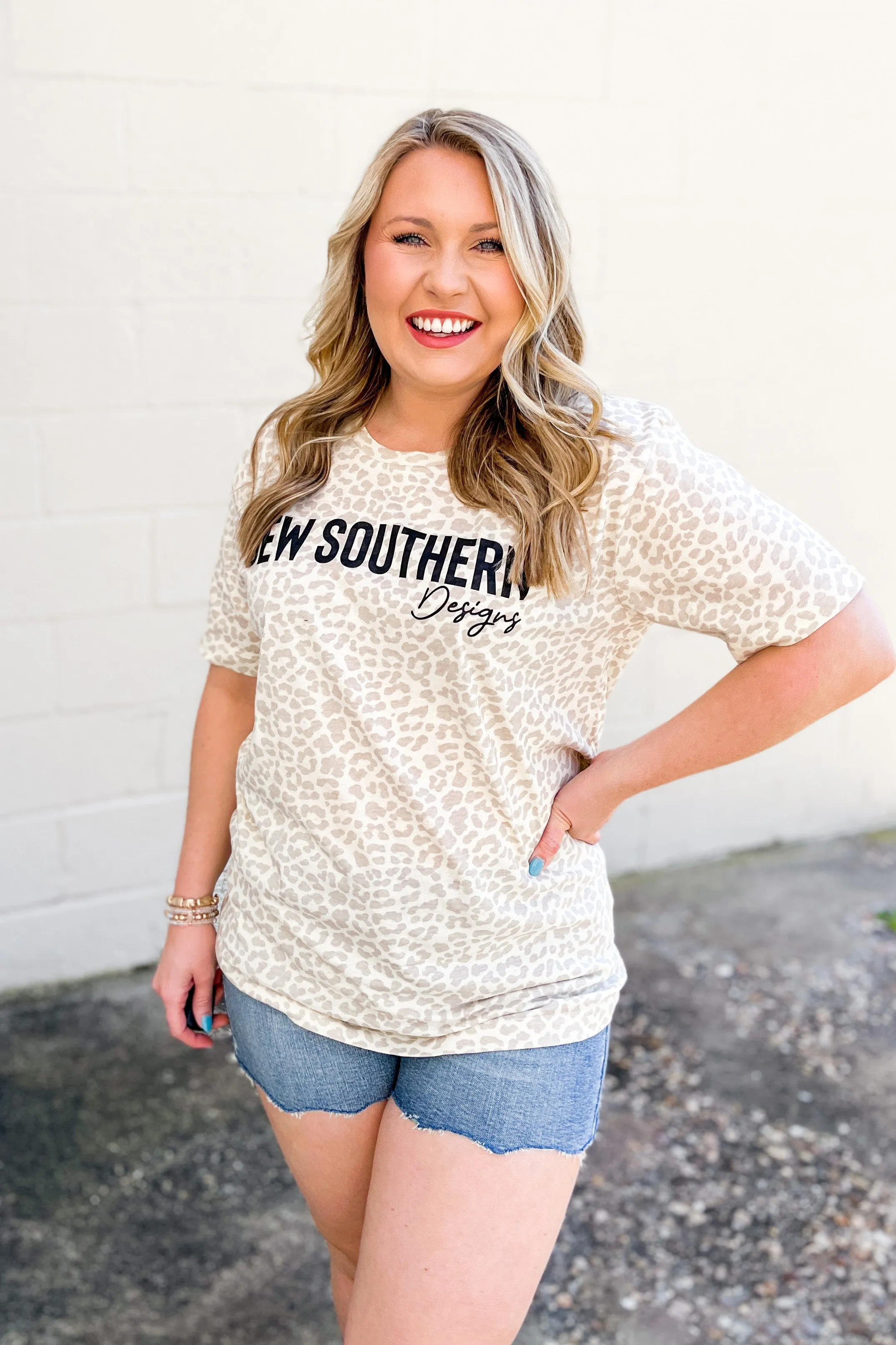 Sew Southern Leopard Graphic Tee, Cream