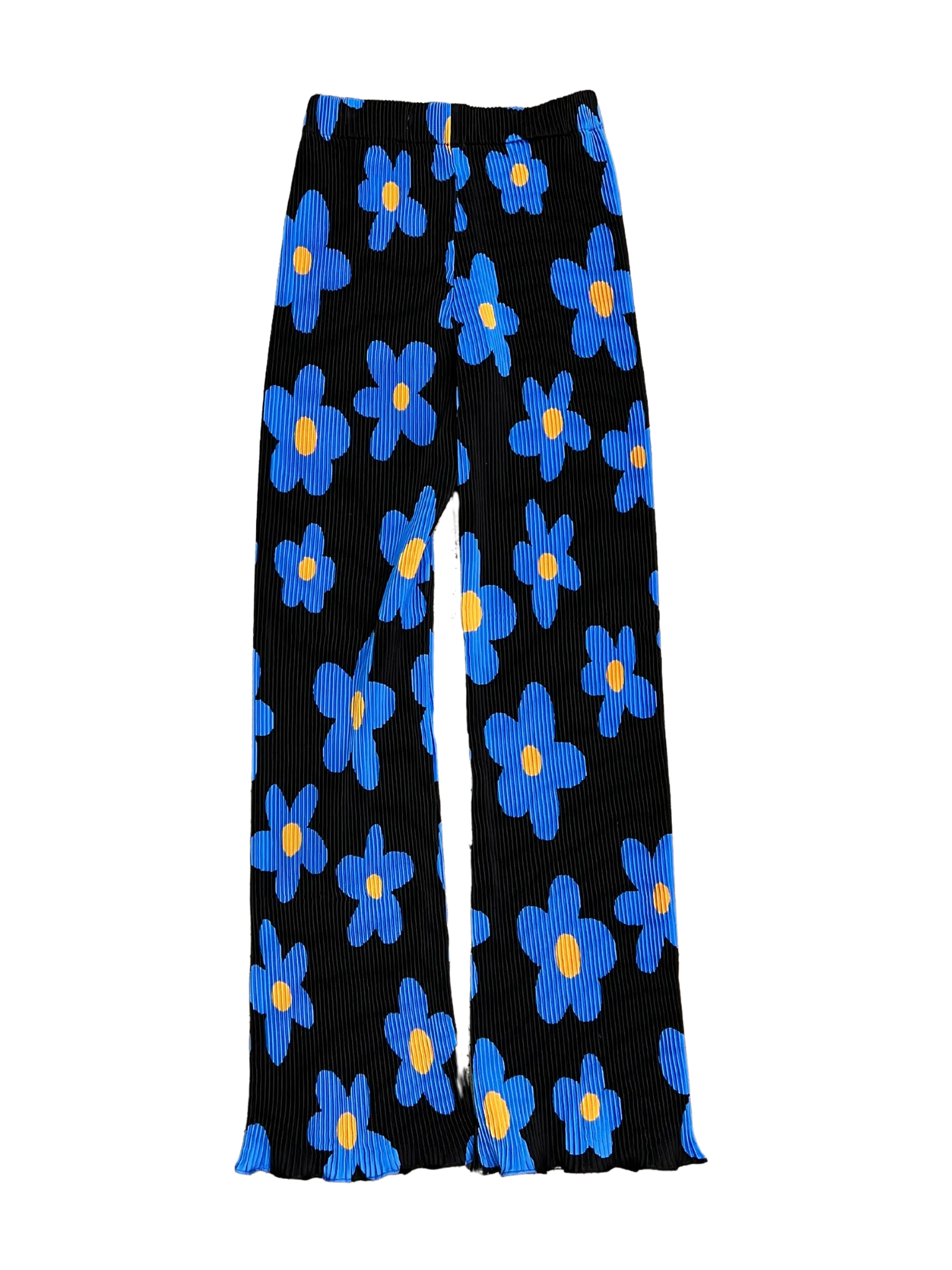 Size 6 - Arthur Apparel Black and Blue Floral Crimped Pants