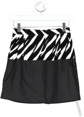 SKRT Black Zebra Panel Mini Skirt UK XS