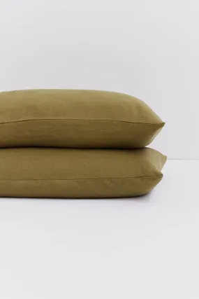 Standard Linen Pillow Cases Olive