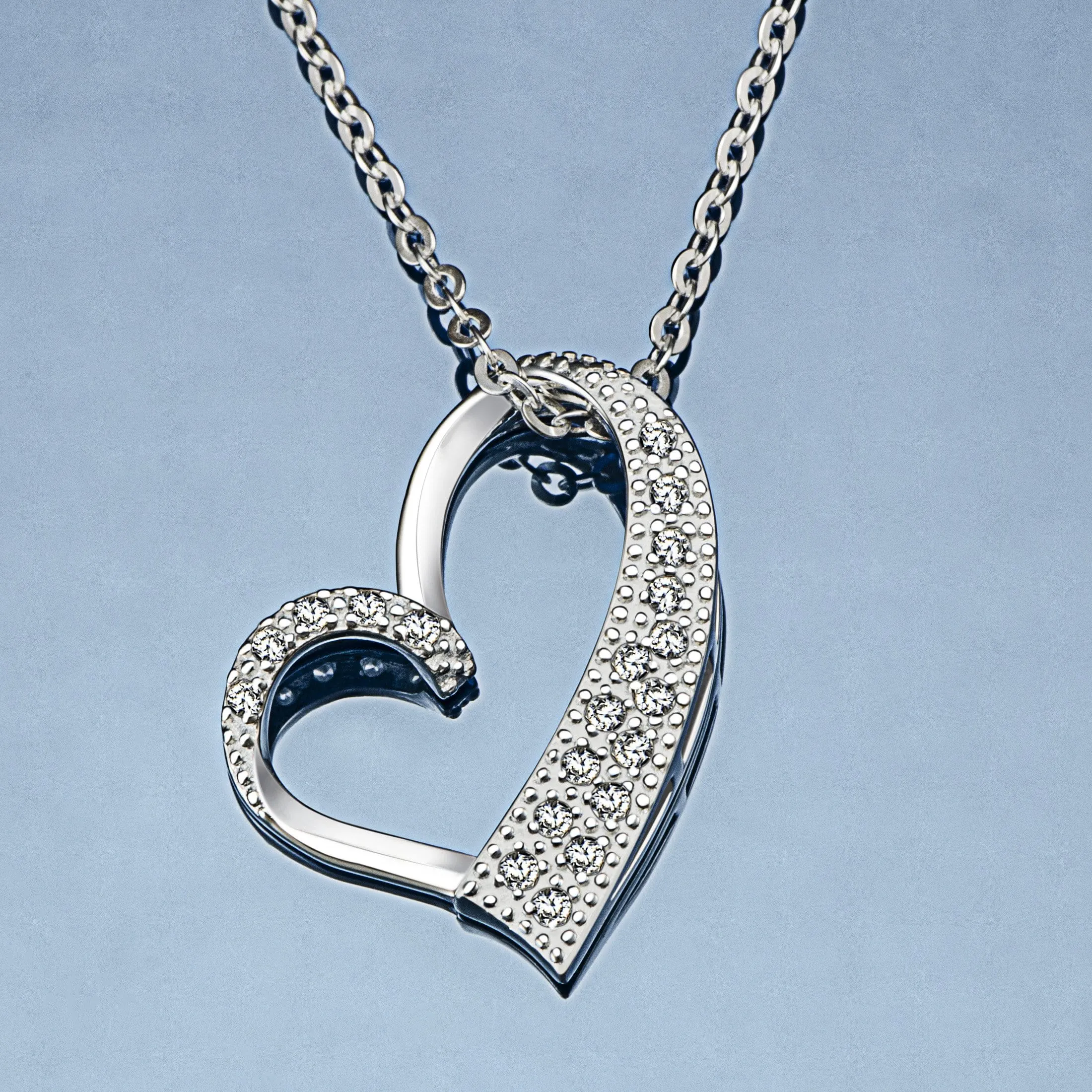 Sterling Silver Open Heart Necklace