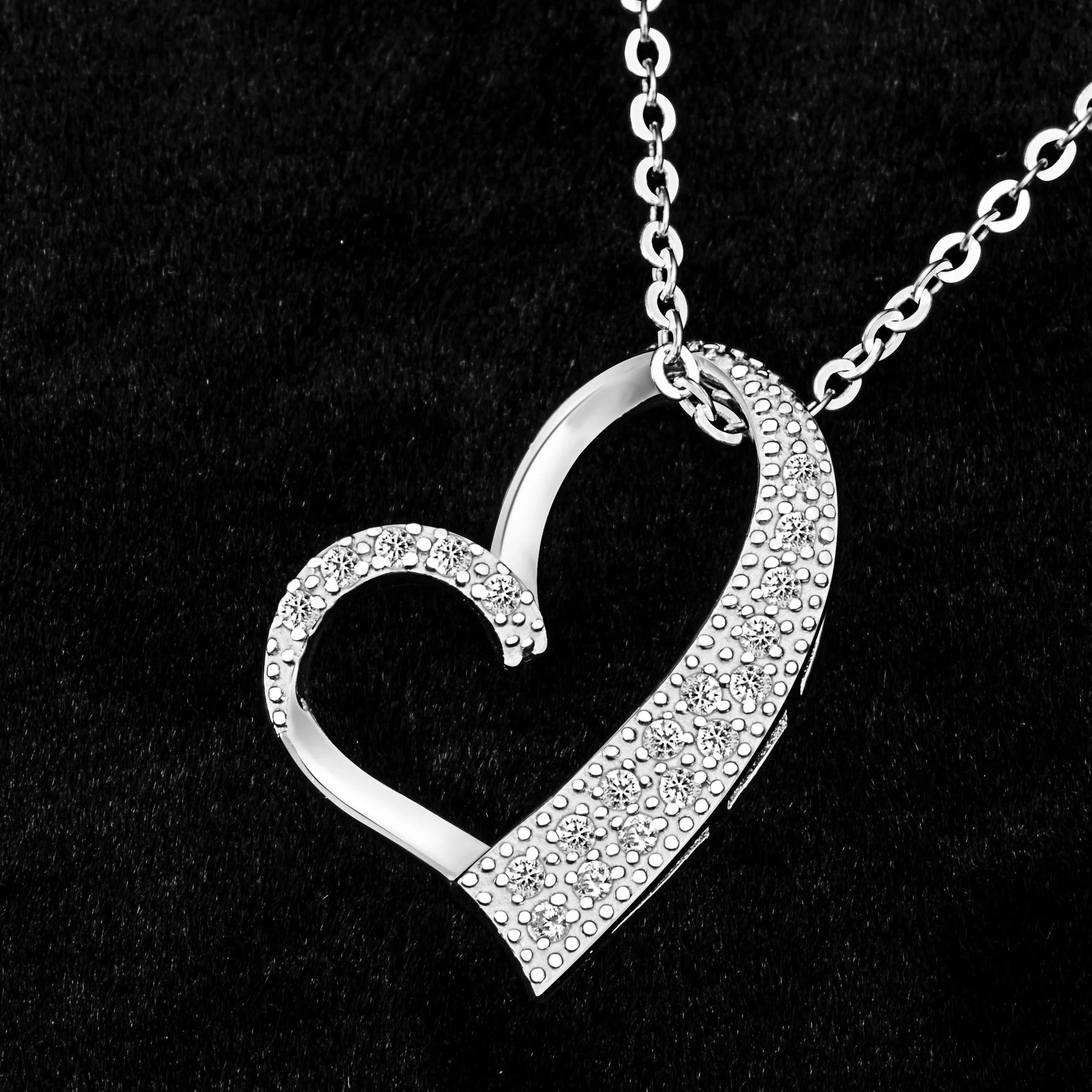 Sterling Silver Open Heart Necklace