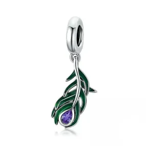 Sterling Silver Pandora Style  Peacock Feather Charm