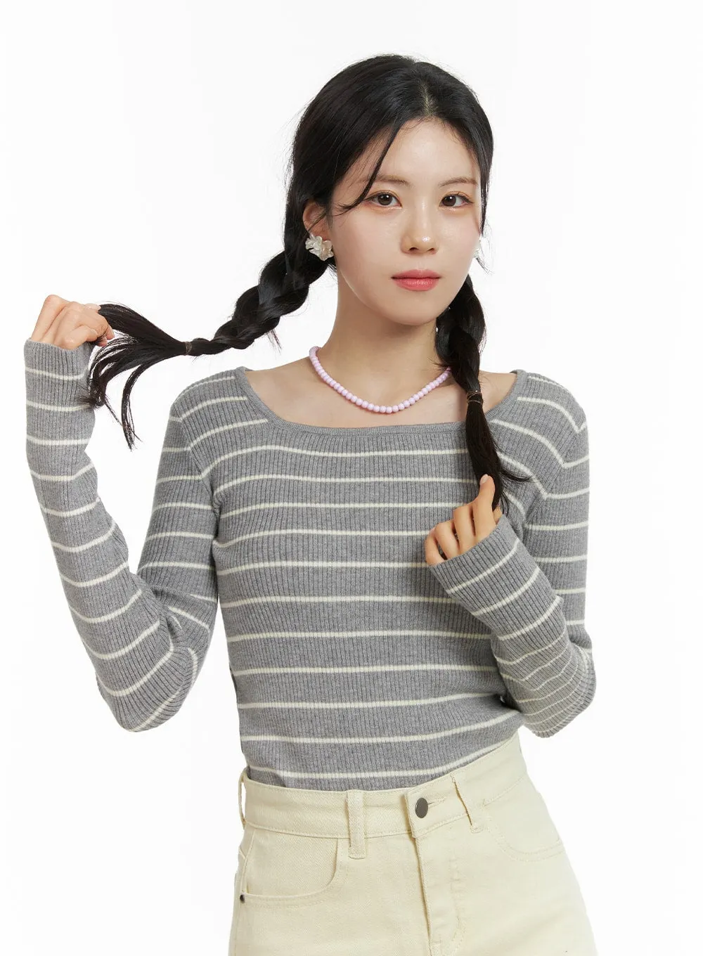 Stripe Square Neck Sweater OM419