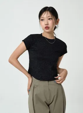 Textured Cropped T-Shirt CU14