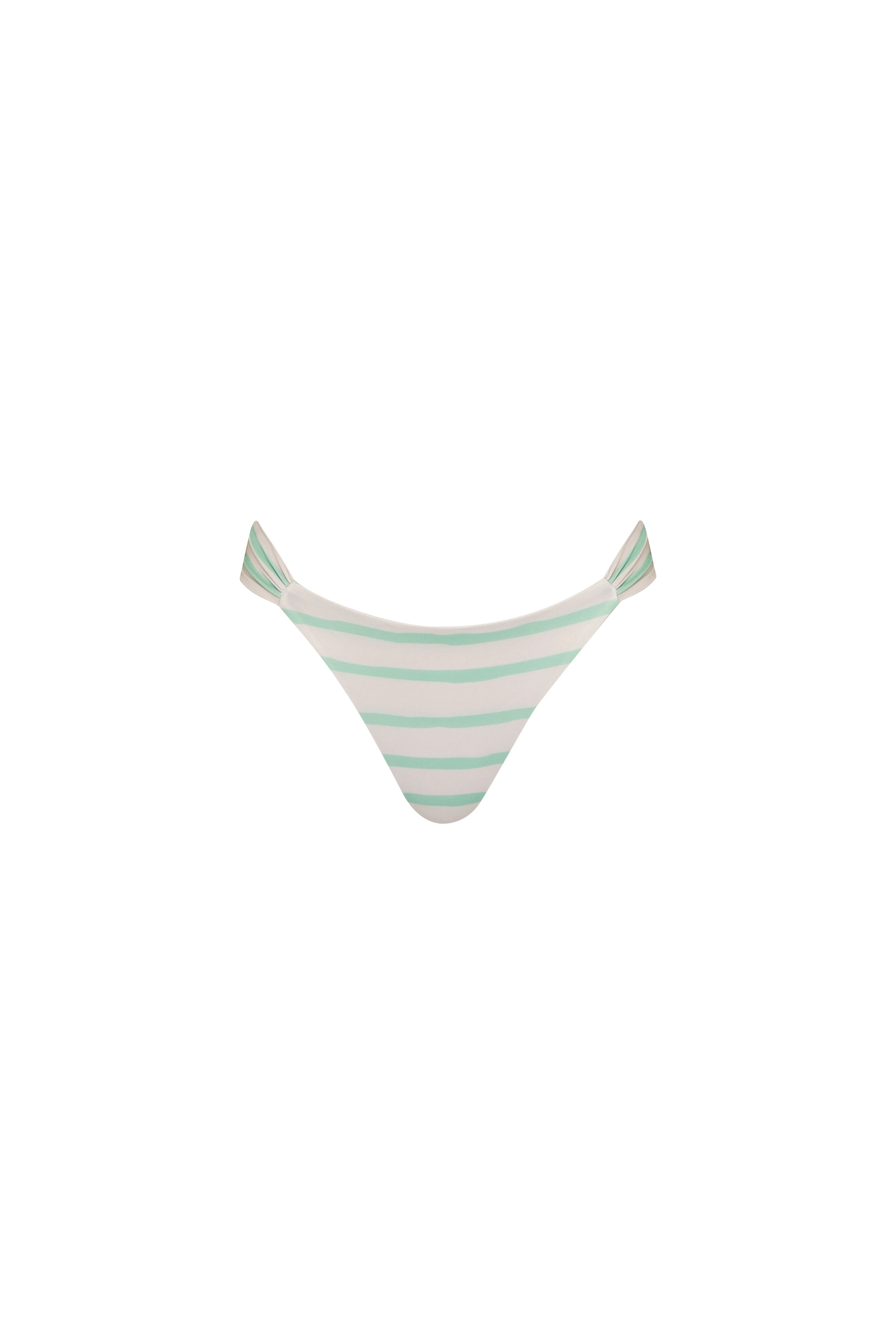 THE RESORT RUCHED ECO BIKINI BOTTOMS - MINT/GREEN STRIPE