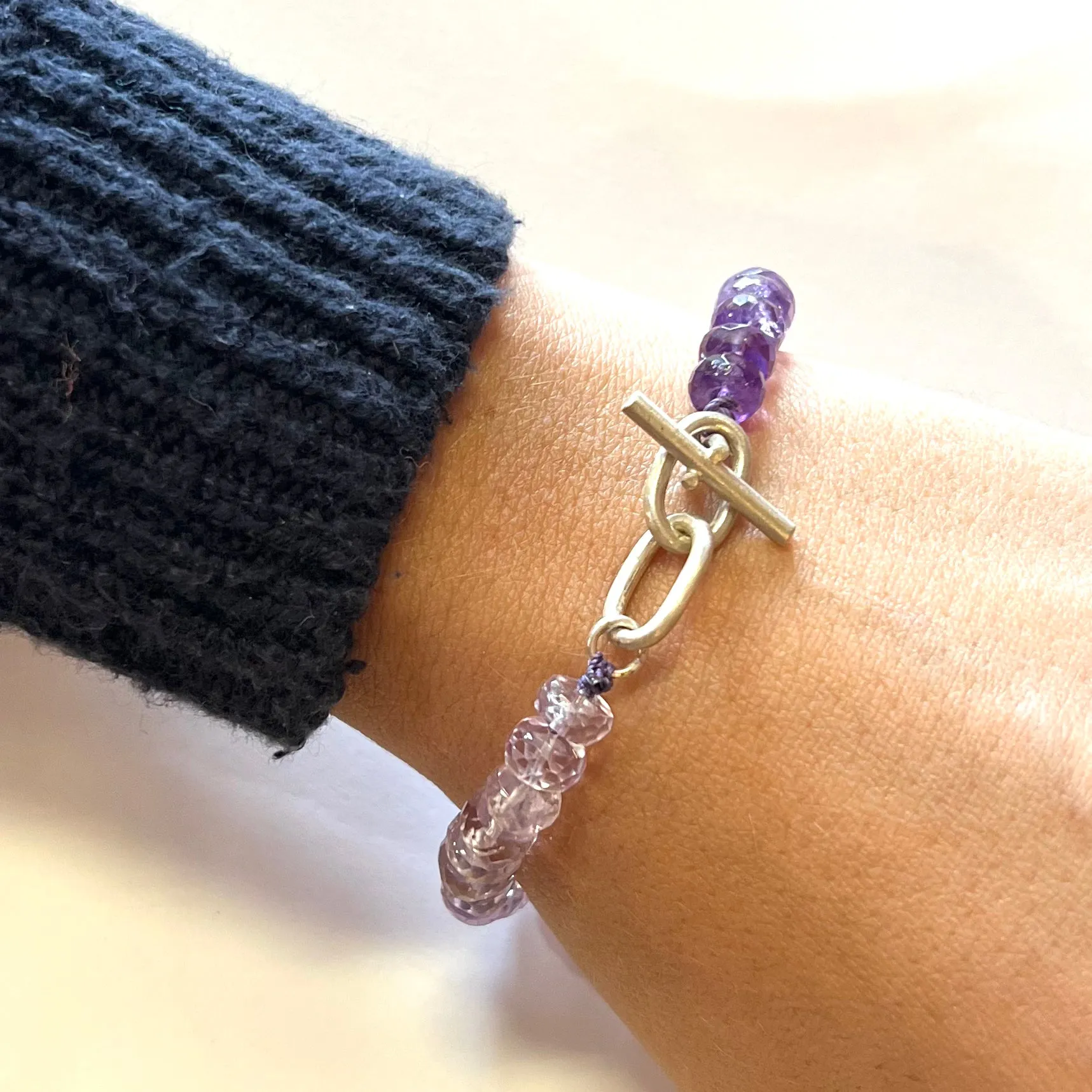 Toggle Bracelet- Ombre Amethyst