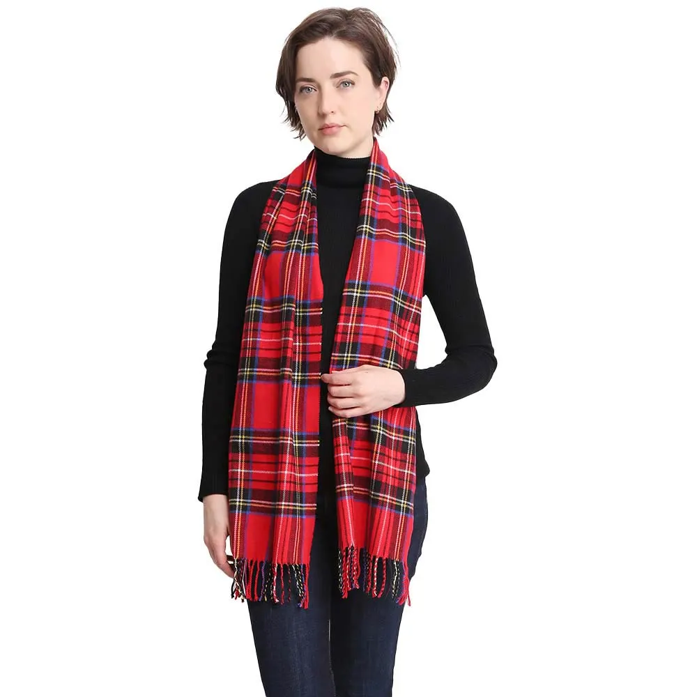 Trendy Plaid Check Patterned Oblong Scarf