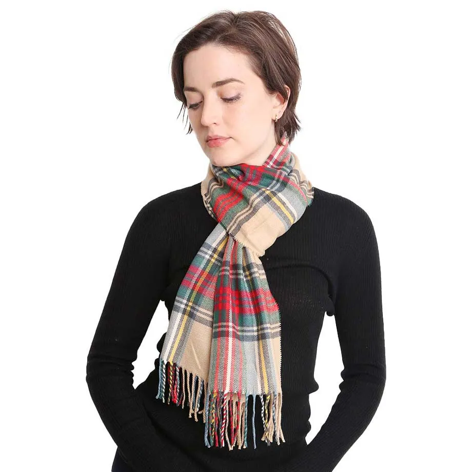 Trendy Plaid Check Patterned Oblong Scarf