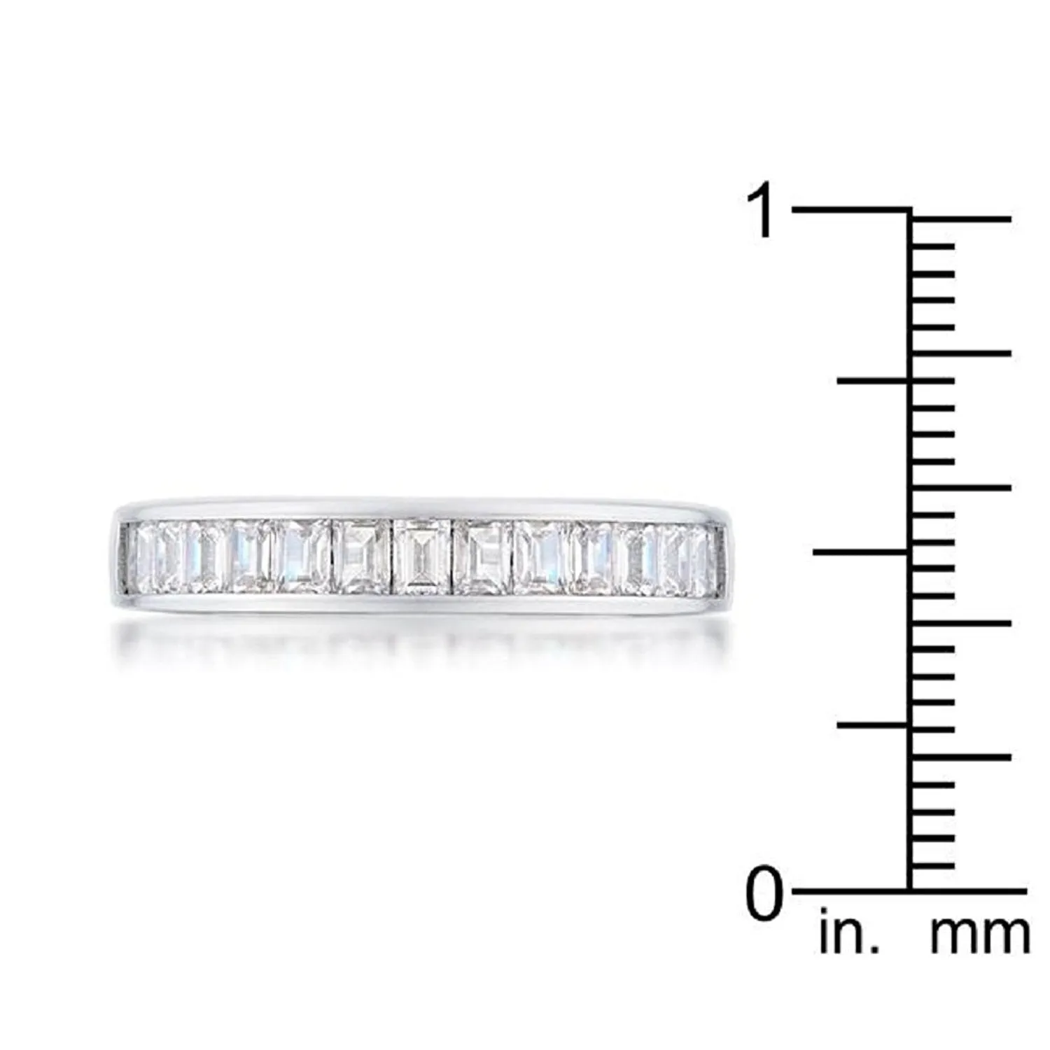 WildKlass Baguette Cut CZ Rhodium Plated Wedding Band