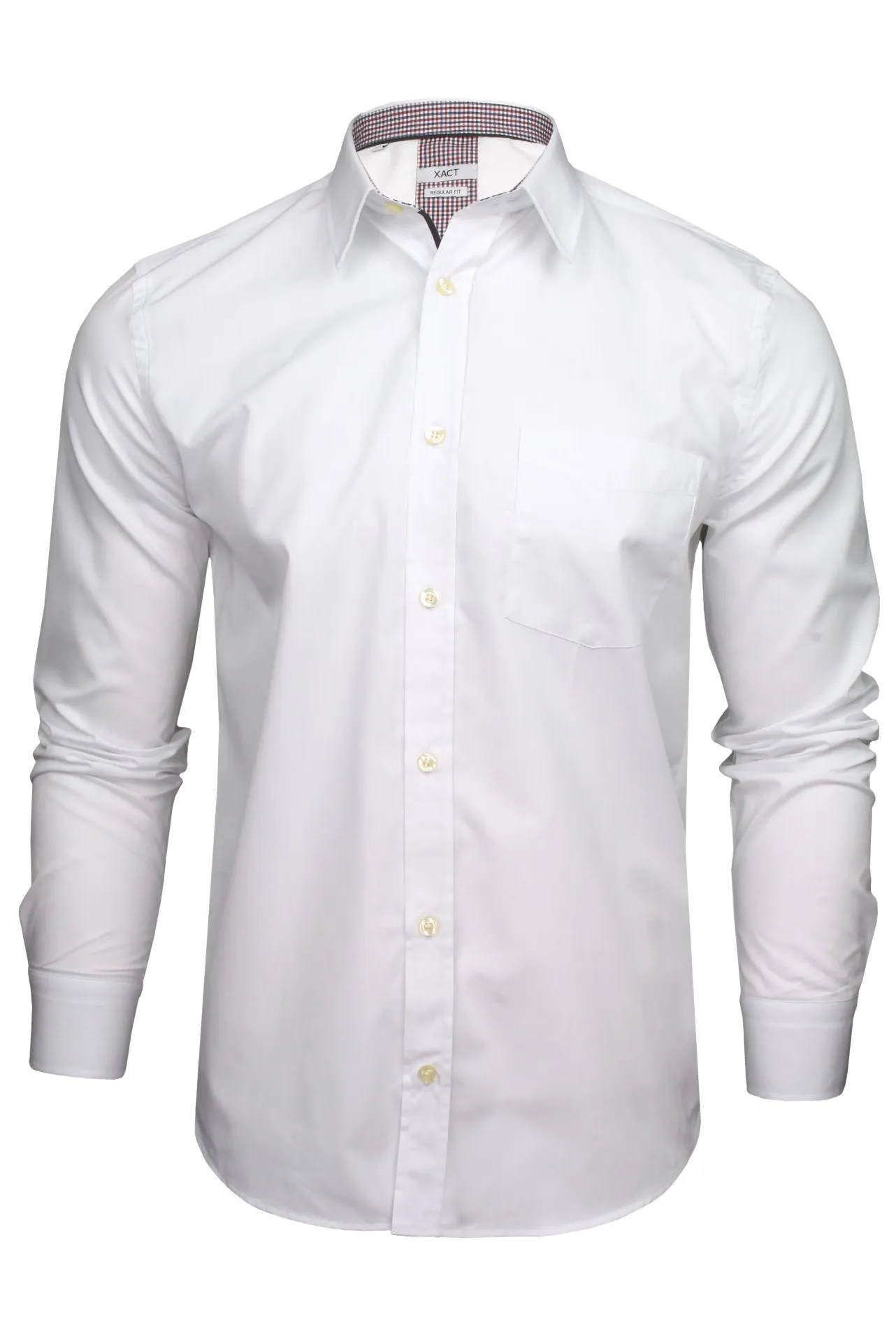 Xact Men's Long Sleeved Plain Poplin Shirt - Regular Fit