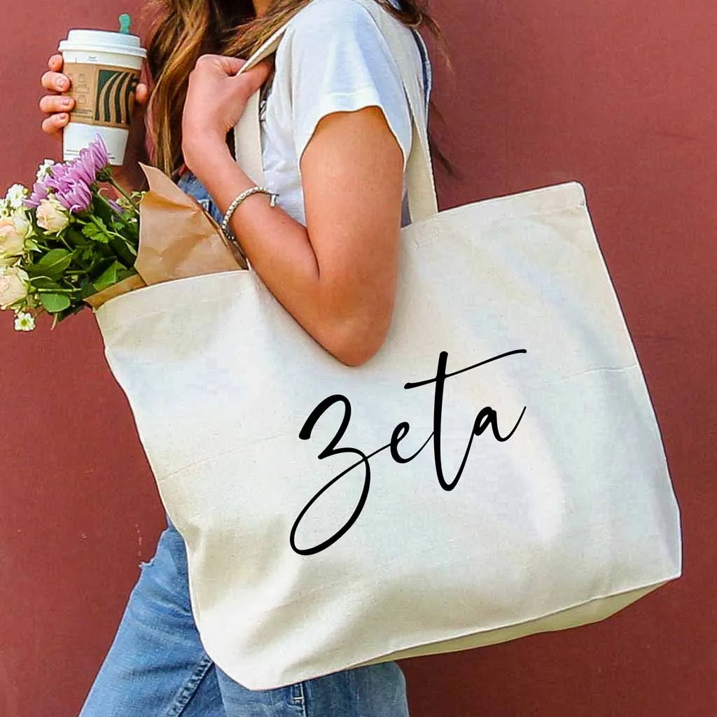 Zeta Tau Alpha Script Writing Nickname Canvas Tote Bag