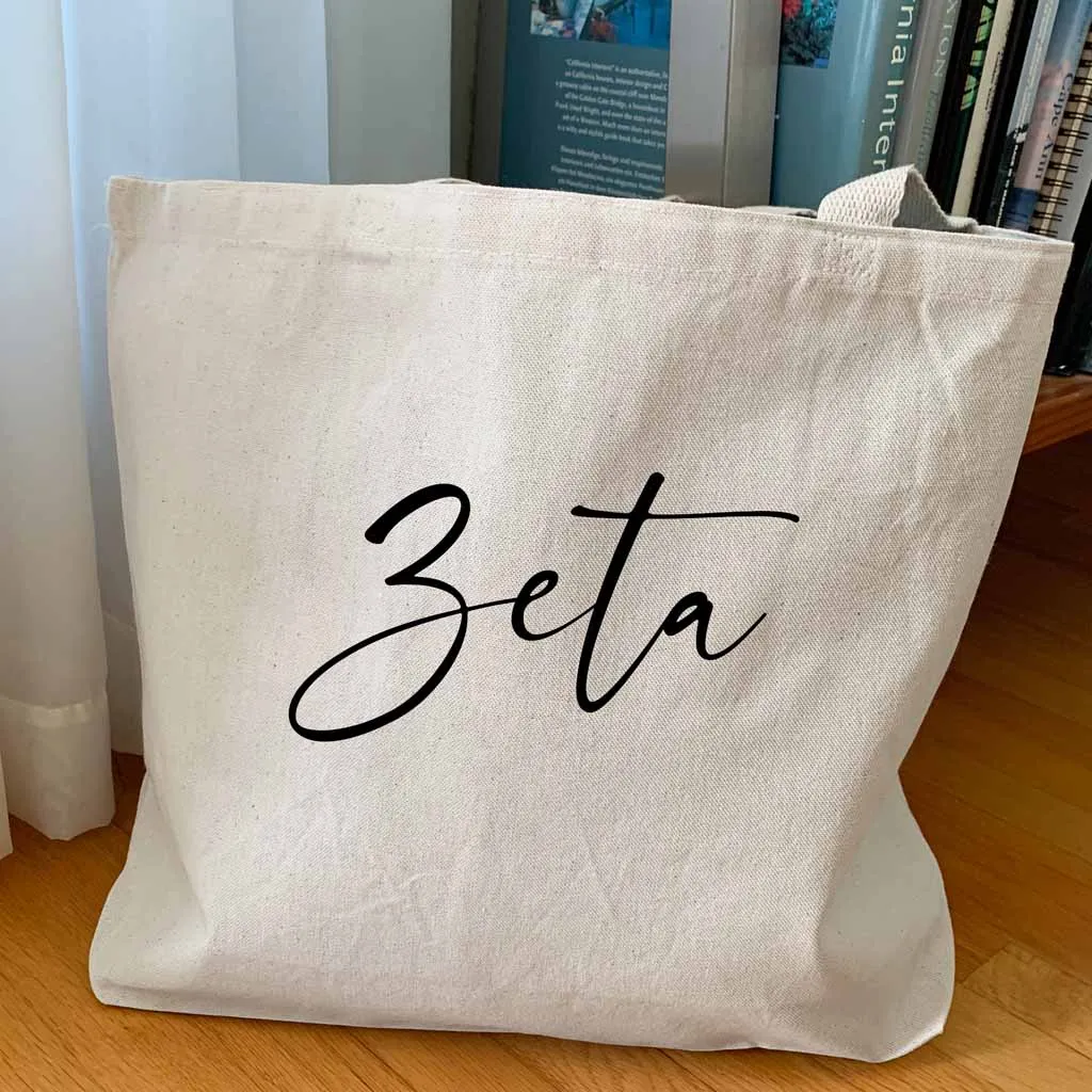 Zeta Tau Alpha Script Writing Nickname Canvas Tote Bag