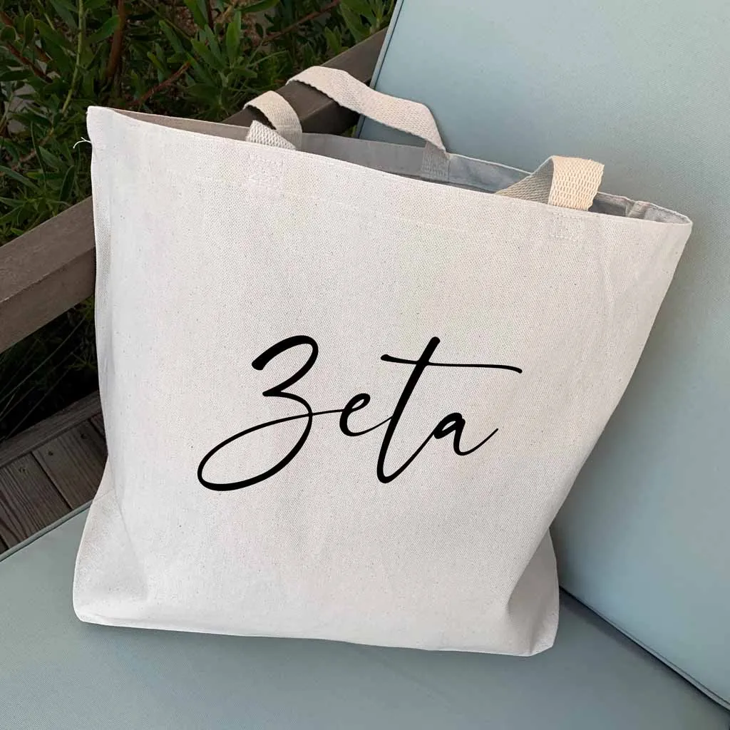 Zeta Tau Alpha Script Writing Nickname Canvas Tote Bag